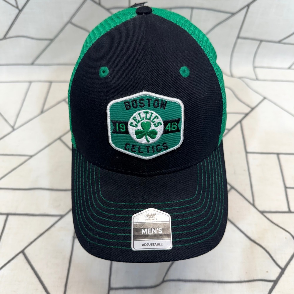 Fan Favorite Boston Celtics Hat OS Green Black NBA Trucker Snapback Mesh Cap